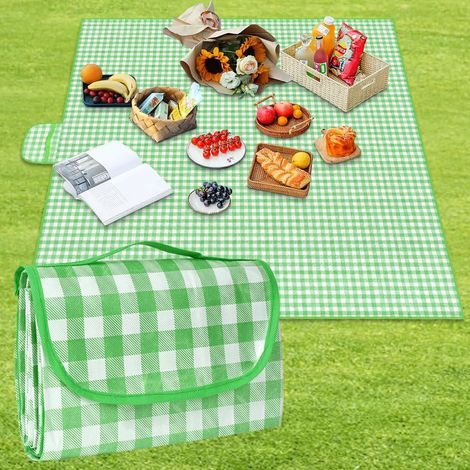 Couverture de pique-nique 200x200cm, nappe de pique-nique, tapis de plage, imperméable, pliable avec poignée, convient pour les jardins, les tables à manger, les barbecues, la randonnée, les voyages, (1/4)
