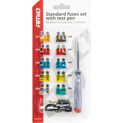 FUSIBLES STANDARDS 10PCS AVEC TESTEUR AMIO