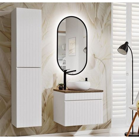 Ensemble de salle de bain avec meuble vasque 60 cm + 2 éléments - Emblematic White - Livraison gratuite