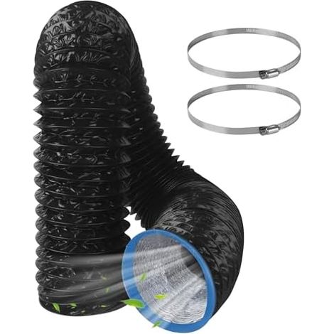 Tuyau d’Évacuation Flexible Ø150mm x 3m, PVC Aluminium Gaine de Ventilation avec 2 Colliers de Serrage, Tuyau pour Hotte Aspirante, Climatisation, Sèche-linge et Extracteur d’Air (1/5)