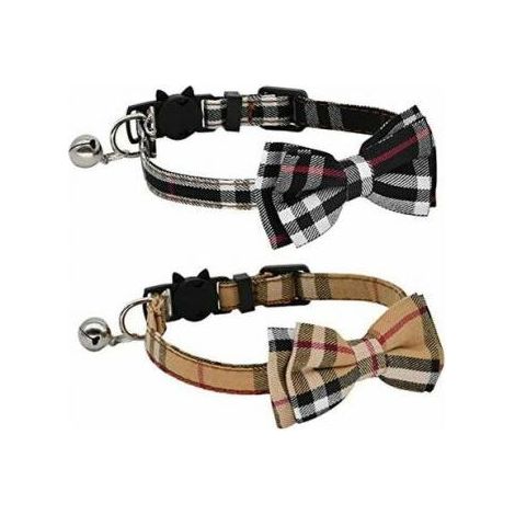 (Black + Brown) Kitten Collar with Bow Tie and Bell for Kittens and Kittens, Adjustable from 7.8 to 10.5 Inches (1/5)