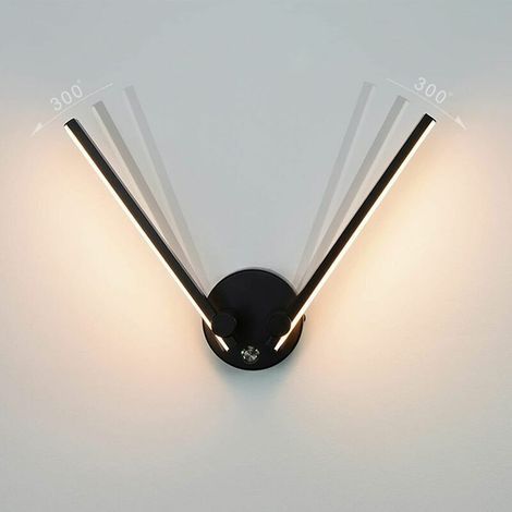 Ymyny – 12W LED-Badezimmerwandleuchte – Doppellicht um 300° verstellbar – Länge 73cm – Farbtemperatur 3000K Schwarz (1/5)