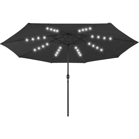Ombrellone  Parasole da Giardino con Luci LED 400 cm Nero (1/5)