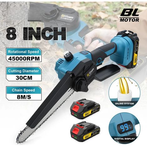 Brushless 8 pollici Elettrico Potatura Sega Motosega Ricaricabile Lavorazione Del Legno Electirc Sega Strumento Per makita 18v batteria Spille, Con 2 batterie