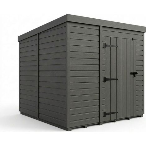 9ft x 9ft Composite Pent Garden Shed Single Door No Windows - Composite - L274 x W274 x H210 cm - Grey