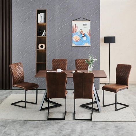 Jymtom – Lot de 6 chaises de salle à manger en simili-cuir – Dossier haut ergonomique – Siège rembourré – Pieds en métal chromé – Pour restaurant et bar (1/5)