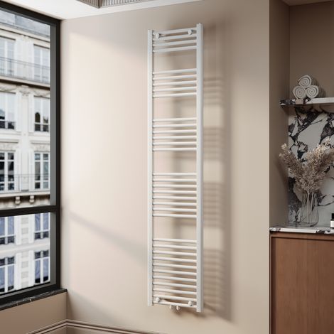 SONNI Radiadores Toalleros de Agua Radiadores Toalleros con Conexión Central Radiador Secador de Toallas de Agua Caliente Adecuado para Cuartos de Baño Blanco 180 x 40 cm