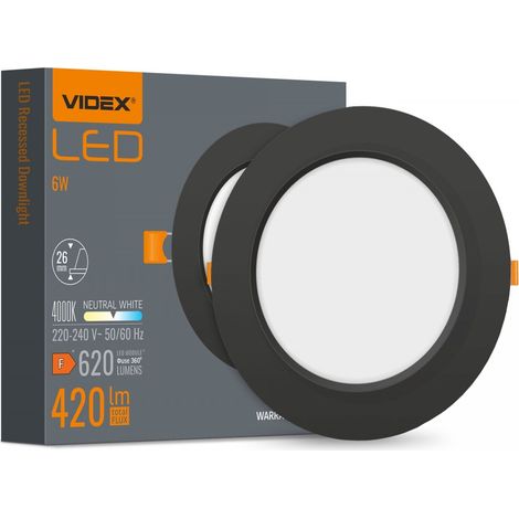 Downlight incasso nero tondo 6W 4000K 620lm Videx (1/5)
