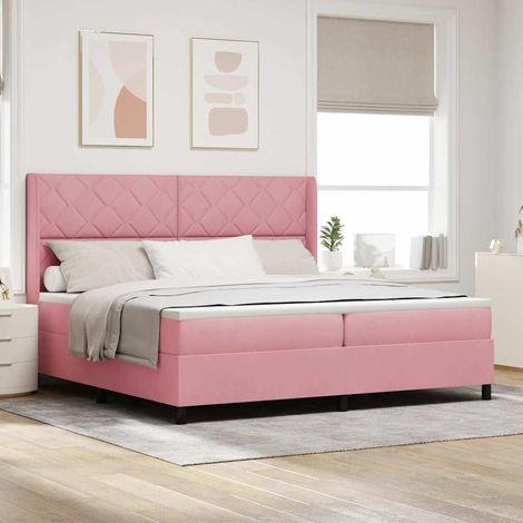 vidaXL Cama tipo Box Spring con cabecera Rosa 200 x 200 cm Terciopelo (1/5)