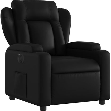 Poltrona relax TV con comodissima funzione reclinabile elettrica in PVC nero DEC028473