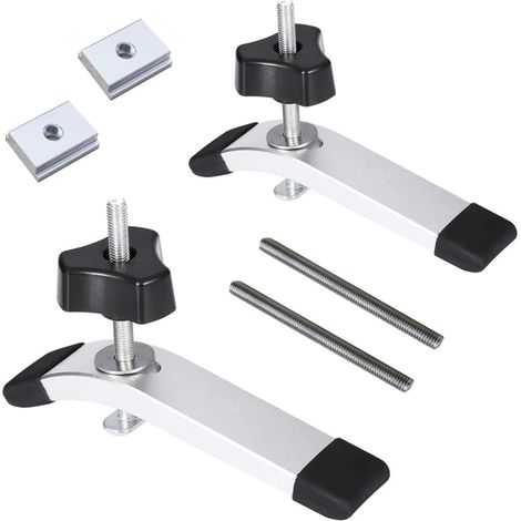 Rail T - Pince de Fixation Rapide en Aluminium pour Rainure T - Compatible Travail Bois et Métal - Lot de 2 (1/5)