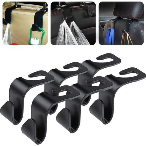 Car Seat Hooks, Car Bag Holder, Universal Car Seat Hooks, 6 Pieces Car Headrest Hooks, Car Storage Hook, Car Bag Holder Hook (1/5)