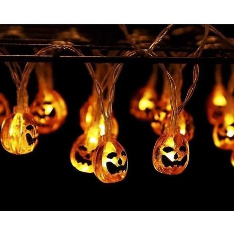 Guirlandes Lumineuses de Citrouille à LED - Halloween - Décoration - 20 LED - Pile