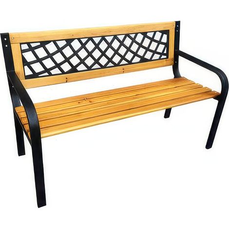 Panchina da Giardino a 2 Posti in Acciaio e Legno 118 x 50 x h 75 cm Sosta