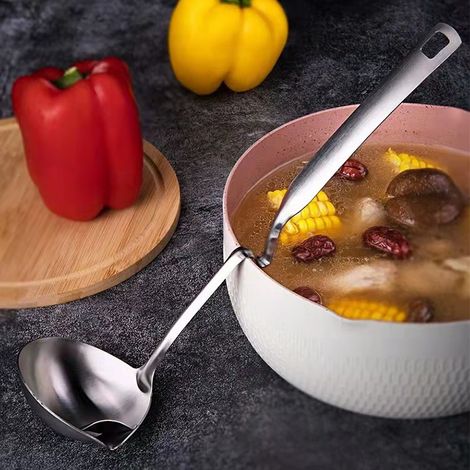 Cuillère filtre à huile, en acier inoxydable, séparateur d'huile, louche à aliments, passoire à soupe, pour casserole (1/5)