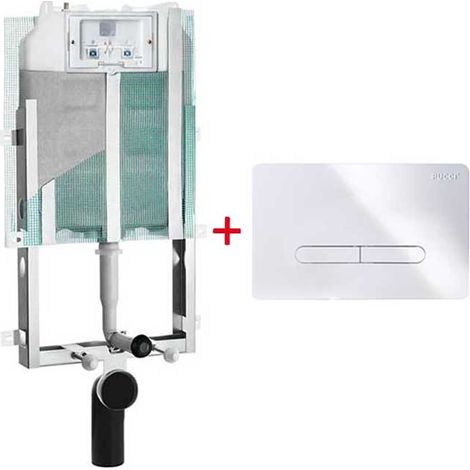 Pucci ECO Cassetta Scarico Incasso WC Sospeso e Placca Eco Tratto Bianco 1322490201+80130570