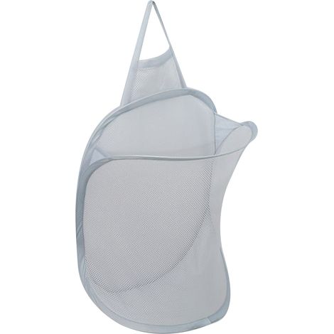 Panier à linge suspendu, panier mural pliable, peu encombrant, pour salle de bain, gris (1/5)