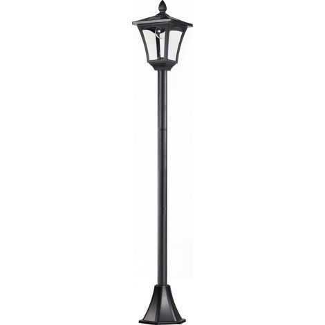 Solar-Gartenlaterne mit LED-Beleuchtung. Lampenmast aus Edelstahl. 160 cm hoch. Windbeständig. Für den Außenbereich geeignet. Schutzart IP44. Solarlampe mit Lichtsensor. 30 Lumen. Erdspieß.