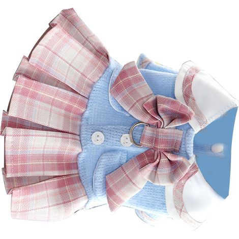 Robe à carreaux JK pour chien, jupe pour chiot, déguisements de fête pour chiens, vêtements pour chiens Bichon Frisé, Poméranien, Schnauzer, rose, taille L (1/2)