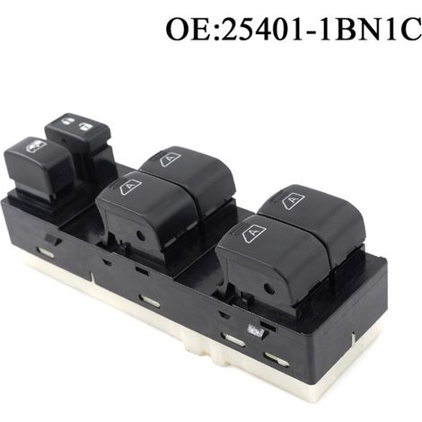 25401-1BN1C Interrupteur de lève-vitre électrique avant gauche, compatible avec Nissan Infiniti, commande la vitre électrique côté conducteur.