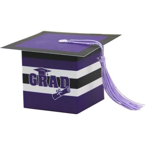 POCHETTE CADEAU 10pcs Set Vivid Doctoral Cap Shape Box Box Clear Motif Tassels Decor Decor style-Purple 3 (1/2)
