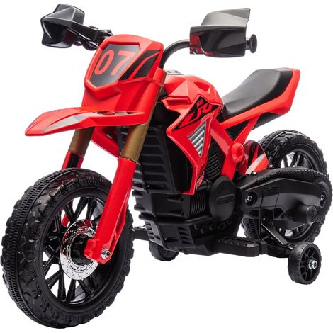 Moto électrique enfant 6V stabilisateurs klaxon bruit démarrage 3-8 ans véhicule ride-on rouge (1/5)