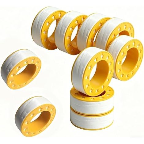 Ruban d'Étanchéité en PTFE 10m x 15mm x 0,1mm, Rouleaux Jaunes avec Étoile à Cinq Branches, Ruban de Plombier pour Raccords Filetés, Étanchéité Eau et Gaz, Résistant à la Chaleur (1/5)