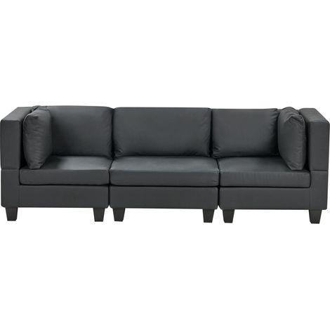 Modulsofa 3-Sitzer UNSTAD Kunstleder Schwarz