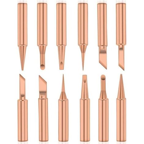 Paquet de 12 pointes de soudure en cuivre pur pointes de soudure sans plomb Station de soudage 900M-T outils de soudage pour hangar Radio