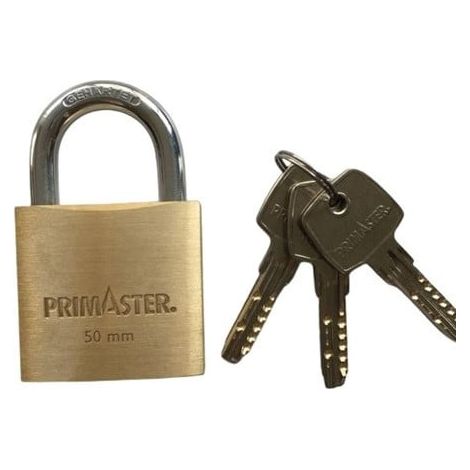 Primaster Vorhängeschloss Messing 80 mm inkl. 3 Schlüssel Vorhängeschlösser