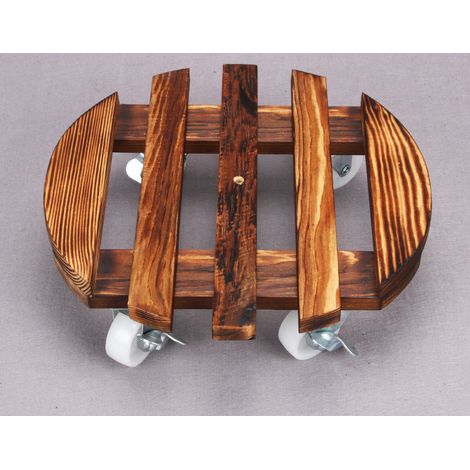 MINKUROW Soporte Para Macetas Con 4 Ruedas Ø 25 Cm Para Indoori Ruedas Para Macetas De Madera Maciza Antideslizante, Castaño Con Freno (1/3)