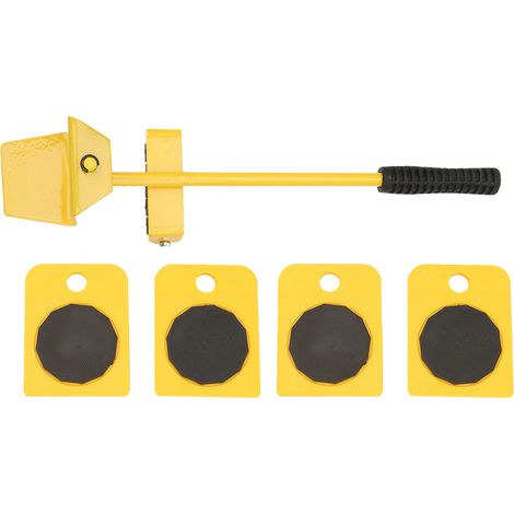 Kit de transport de meubles avec plaque de levage jaune pour charges lourdes jusqu'à 150 kg (1/5)