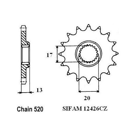 Pignon Tm 125 Cross - 520 - 12 Dents