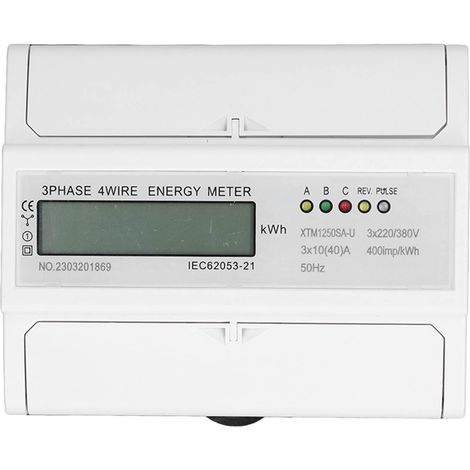 Compteur d'énergie électrique triphasé 4 fils, testeur d'électricité LCD, ampèremètre et voltmètre sur rail DIN, 3 x 220 V/380 V-AquaForge