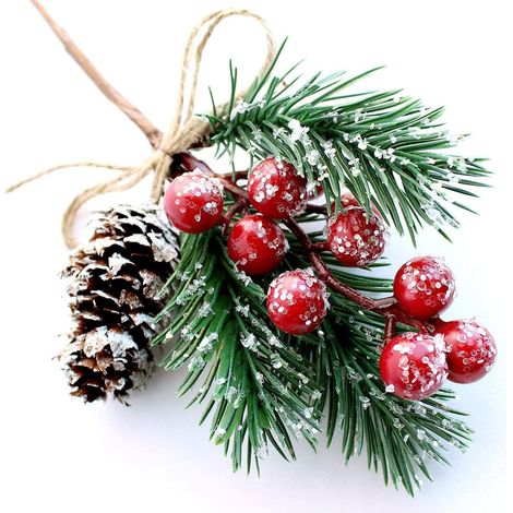 Guirlande De Baies Artificielles - Branches Décoratives Noël Avec Pommes De Pin Et Aiguilles De Pin - Pour Arbre De Noël, Couronne, Vase Ou Intérieur - Lot De 3 (1/5)