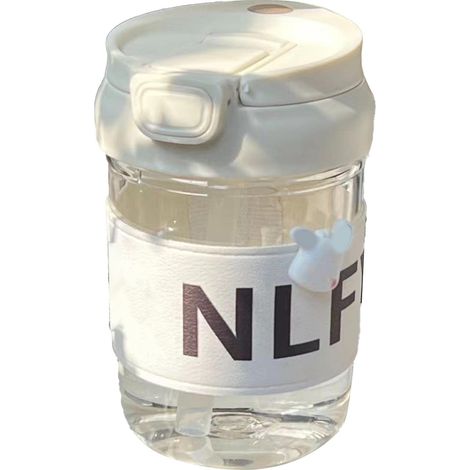 Gourde d'eau portable 420ml avec paille et couvercle motif chien, idéale pour sport, randonnée et activités extérieures. (1/5)