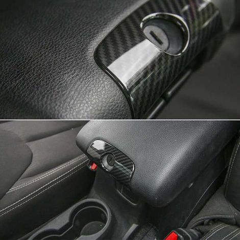 3 decorative covers for gear shift, cup holder, panel, center console armrest, glove box lock Jeep Wrangler 11-17. (1/5)