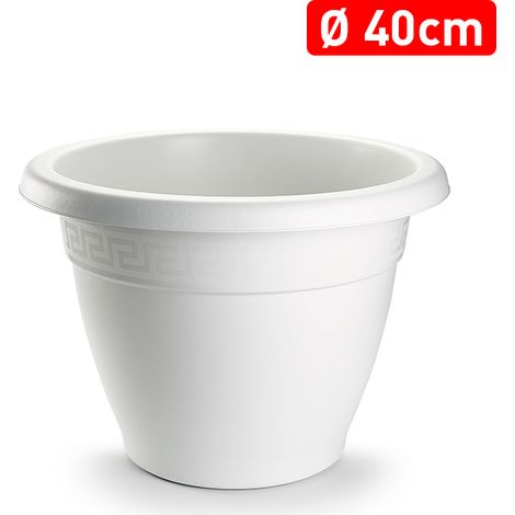 Macetero rendondo de plastico 40 cm Blanco (1/4)