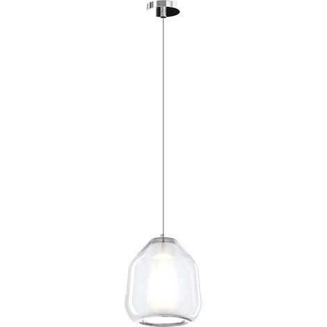 Sospensione Contemporanea Double Skin Beta Metallo Cromo Vetro Trasp. 1 Luce E27