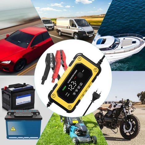 Chargeur de Batterie Intelligent pour Voiture et Moto 12V 6A, Mainteneur de Batterie Automatique pour Voiture Moto Camion,jaune (1/5)