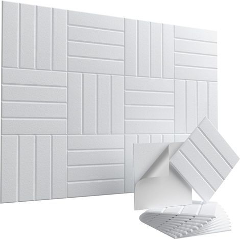 Lot de 12 panneaux acoustiques autocollants – Panneaux muraux insonorisants haute densité 30 x 30 cm pour la réduction du bruit et de l'écho, blancs (1/5)