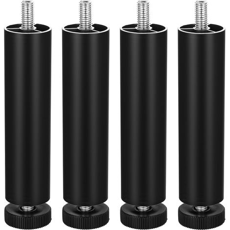 4 Paires de Pieds de Meuble Réglables 10 cm Noirs – Pieds de Canapé en Aluminium Robuste avec Filetage M8, Hauteur Ajustable pour Sols Irréguliers, Incl. Kit de Montage et Embouts de Protection (1/5)