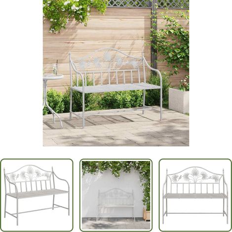 Banc extérieur -  Banc de jardin Blanc antique 104 x 52,5 x 89 cm Acier (1/5)