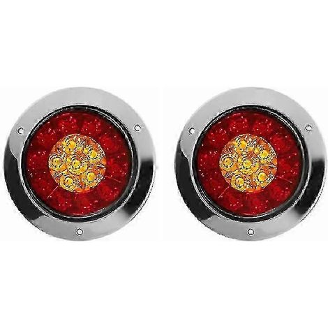 Applicable aux feux arrière ronds de 2 x 16 LED (clignotants, feux stop, feux de freinage) pour remorques et camions. (1/5)