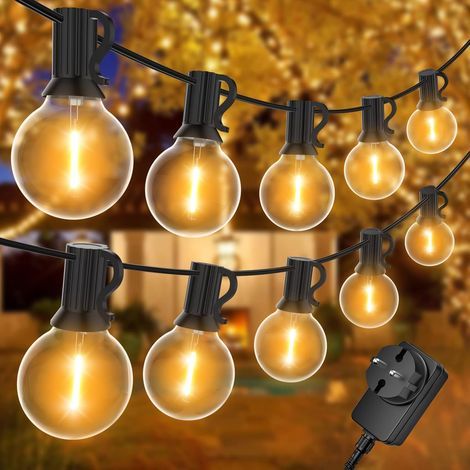 Guirlande Guinguette Extérieur 30M, Guirlande Lumineuse Exterieure avec 50+2 G40 LED Ampoules IP45 Imperméable, Blanc Chaud Chaîne Lumiere Exterieur pour terrasse, mariage, Noël (1/5)