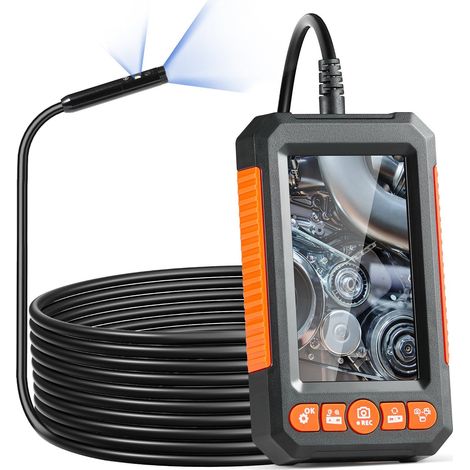 Caméra endoscope avec éclairage double lentille câble de 499,9 cm écran de 10,9 cm pour inspection facile (1/5)
