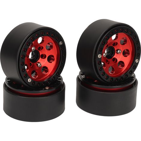 Jante de roue RC 1,9 pouce en alliage d'aluminium stable pour Axial SCX10 II III rouge (1/5)
