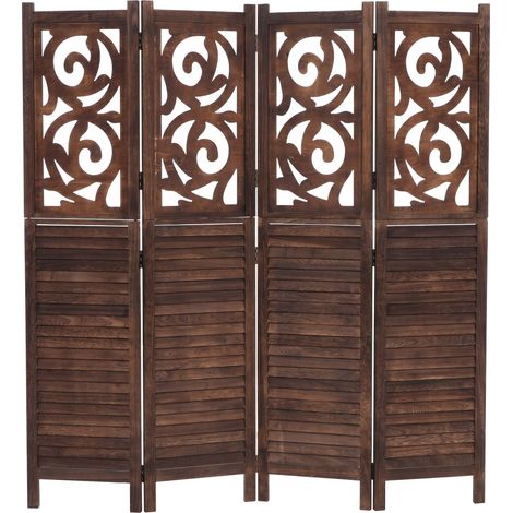Paravent T568, cloison de séparation, brise-vue, séparation d'espace, motifs décoratifs, pliable, bo