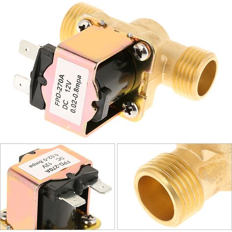 Vanne Solénoïde en Laiton 1/2" 12V DC Normalement Fermée pour Contrôle d'Eau (1/5)