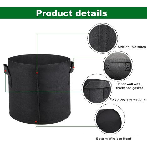 Filiyano-Lot de 6 jardinières (10 gallons), pots de fleurs pour intérieur et extérieur, jardin, terrasse, décoration intérieure (1/5)